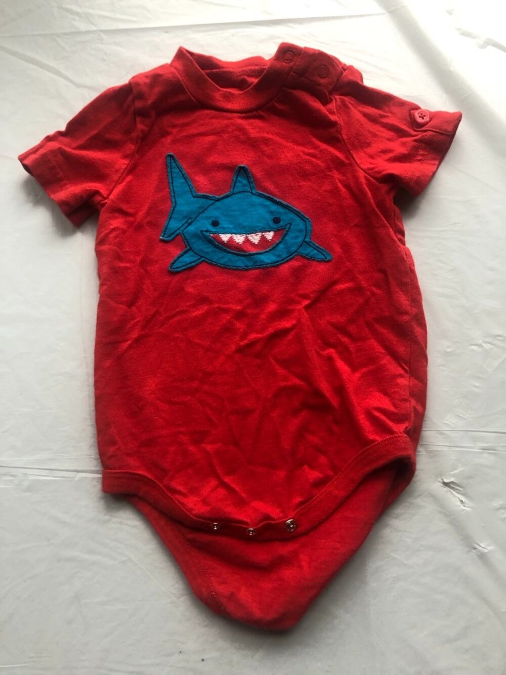 6-Months Circo Red Onesie with Blue Shark; Adorable for spring/summer!